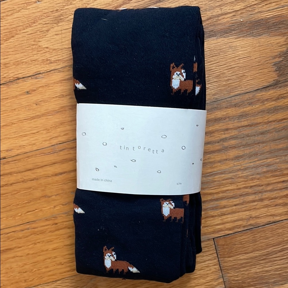 Women’s Navy Fox Pattern Tights S/M
